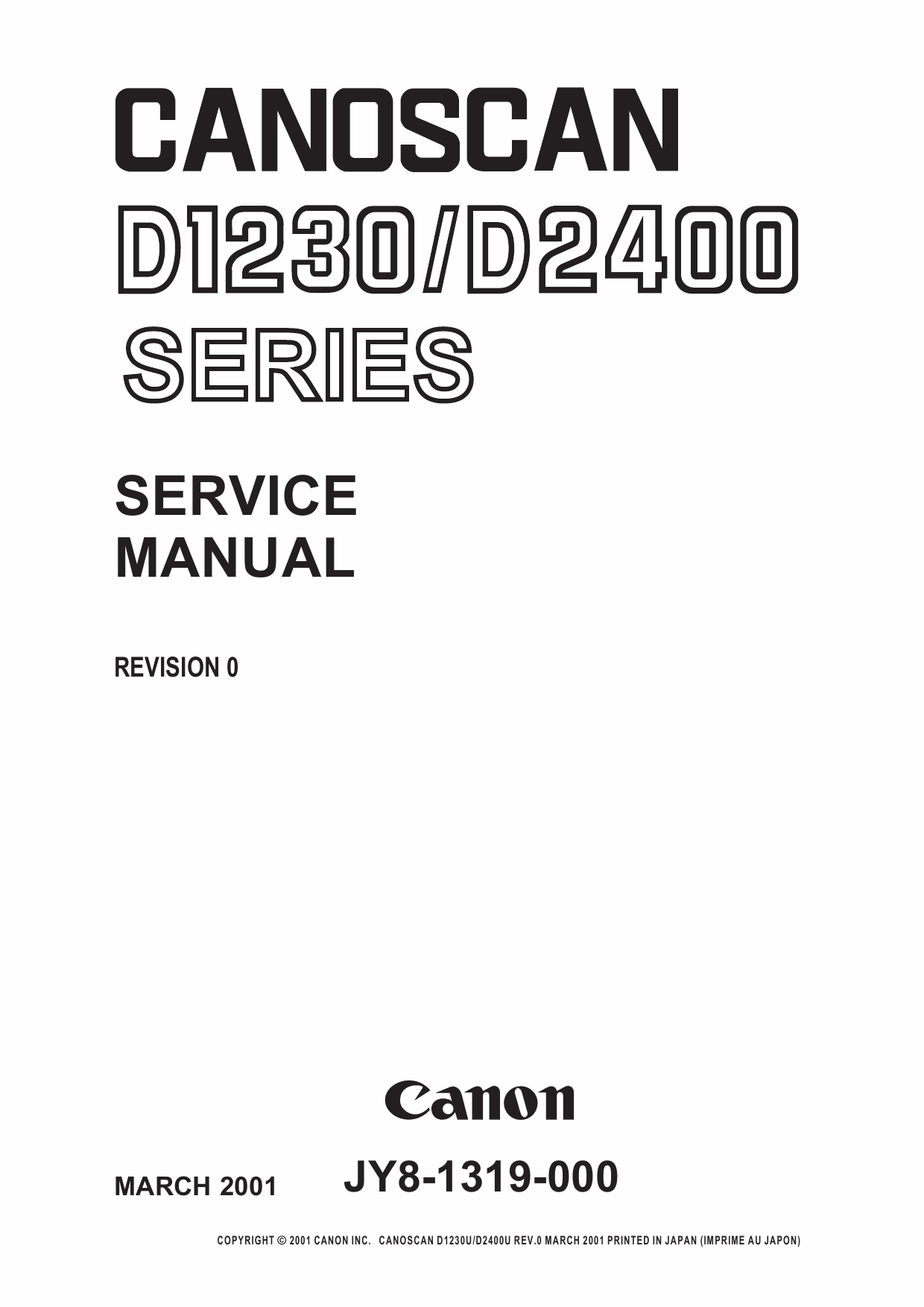 Canon Options CS-D1230 CanoScan D1230 D2400 Parts and Service Manual-1